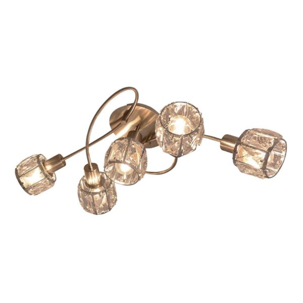 Näve Leuchten Deckenleuchte 1281050 stahlfarbig Glas Metall B/H/T: ca. 36x21x61 cm E14 5 Brennstellen – Bild 2