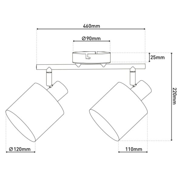 Näve Leuchten Spotleuchte 1386514 braun Textil Metall B/H/T: ca. 12x20,7x46 cm 2 Brennstellen – Bild 2
