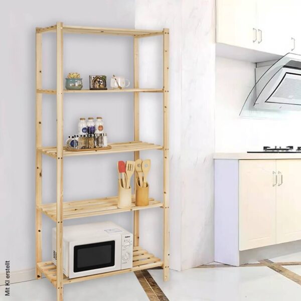 Holzregal natur B/H/L: ca. 40x170x75 cm – Bild 4