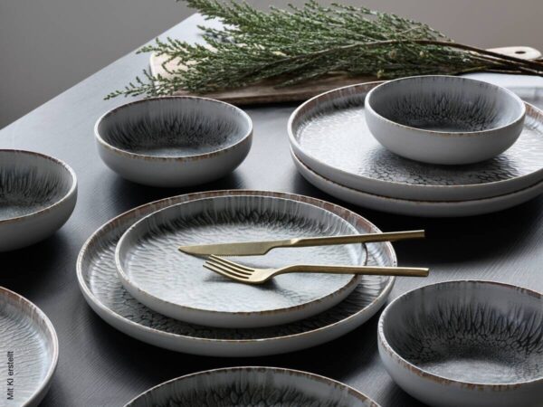 CreaTable Tafelservice Uno grau Steinzeug 12 tlg. – Bild 4