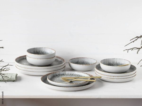 CreaTable Tafelservice Uno grau Steinzeug 12 tlg. – Bild 5