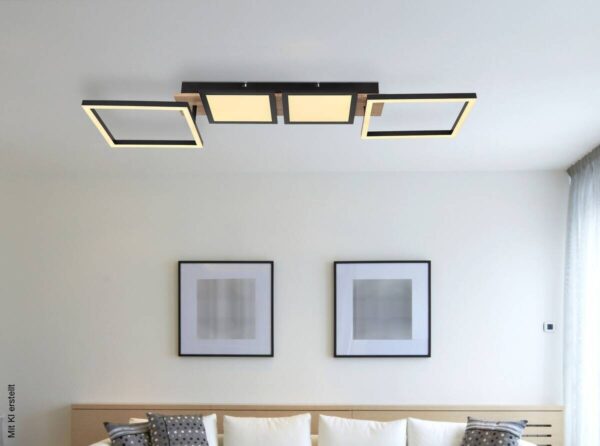 GLOBO LED-Deckenleuchte schwarz Opal dunkelbraun Kunststoff MDF Metall B/H/T: ca. 27x11x100 cm – Bild 4