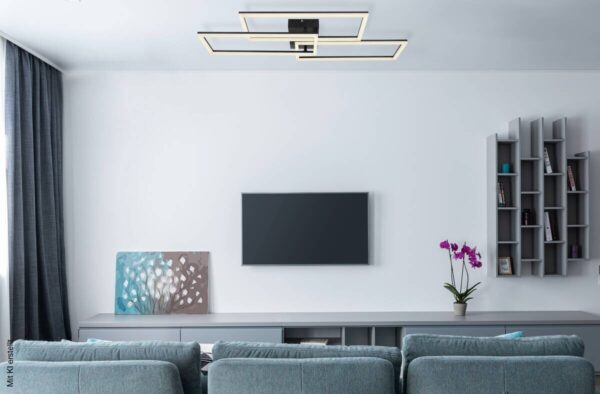 GLOBO LED-Deckenleuchte schwarz Opal Acryl Metall B/H/T: ca. 40x8x90 cm GLOBO LED-Deckenleuchte schwarz Opal Acryl Metall B/H/T: ca. 40x8x90 cm – Bild 2