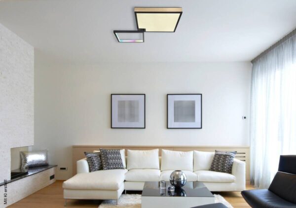 GLOBO LED-Deckenleuchte schwarz Opal Acryl Metall B/H/T: ca. 55x10x85,5 cm – Bild 2