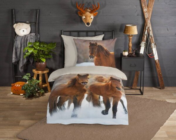 Baumwoll Bettwäsche Ponies Flanell Multi Baumwolle B/L: ca. 135x200 cm – Bild 4