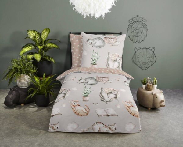 Baumwoll Bettwäsche Catlife grau Baumwolle B/L: ca. 135x200 cm – Bild 2
