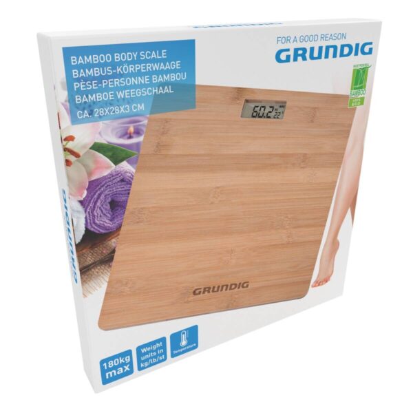 Grundig Personenwaage natur Bambus B/L: ca. 28x28 cm Grundig Personenwaage natur Bambus B/L: ca. 28x28 cm – Bild 2