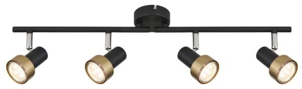 GLOBO Spot mattschwarz Chrom altgold Metall B/H/T: ca. 60x13,5x8,5 cm GU10 4 Brennstellen – Bild 4