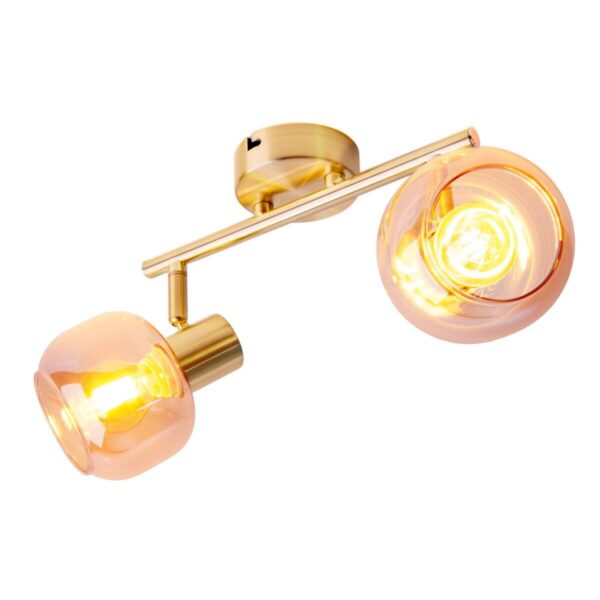 Näve Leuchten Spot gold Glas Metall B/H/T: ca. 40x20x10 cm E14 2 Brennstellen – Bild 3