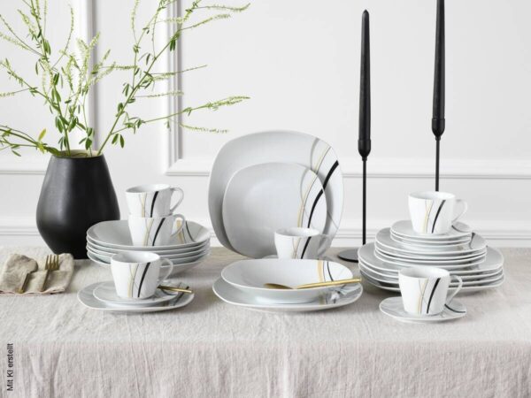 CreaTable Kombiservice Square City Line weiß Porzellan 30 tlg. – Bild 4