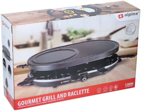 alpina Raclette-Grill schwarz Metall B/H/L: ca. 47,5x12x32 cm – Bild 3