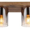 GLOBO Deckenleuchte Rauch dunkelbraun MDF Glas B/H/T: ca. 16x18x41 cm 2 Brennstellen – Bild 2