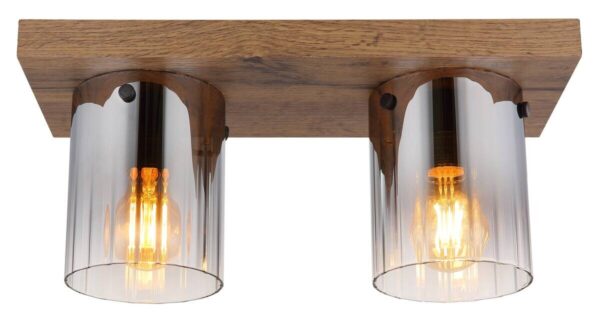 GLOBO Deckenleuchte Rauch dunkelbraun MDF Glas B/H/T: ca. 16x18x41 cm 2 Brennstellen – Bild 2