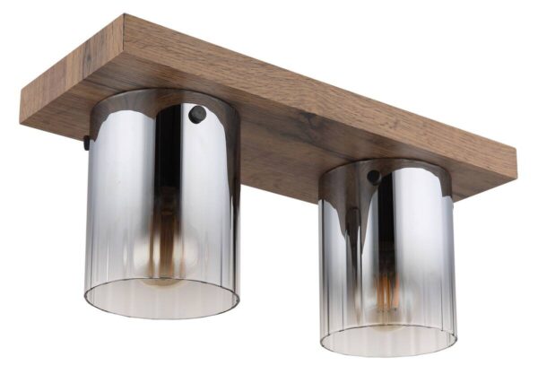 GLOBO Deckenleuchte Rauch dunkelbraun MDF Glas B/H/T: ca. 16x18x41 cm 2 Brennstellen – Bild 3
