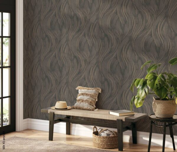 Erismann Vliestapete Wellen grau Kupfer B/L: ca. 53x1005 cm – Bild 2