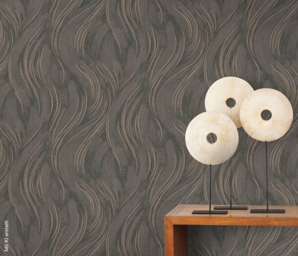 Erismann Vliestapete Wellen grau Kupfer B/L: ca. 53x1005 cm – Bild 3