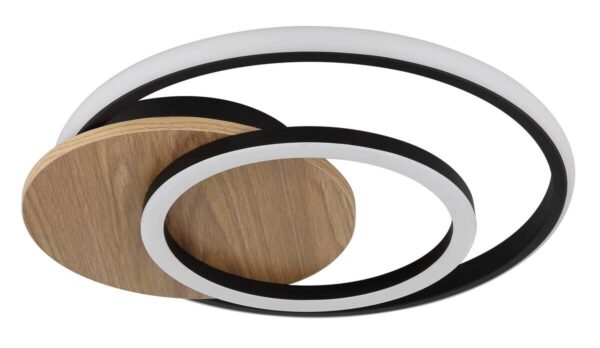 GLOBO LED-Deckenleuchte Julio Opal mattschwarz MDF Kunststoff B/H/L: ca. 38x6,5x36 cm 1 Brennstellen – Bild 2