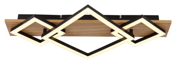 GLOBO LED-Deckenleuchte BEATRIX I Opal mattschwarz Metall Kunststoff MDF B/H/L: ca. 54x7,5x31,2 cm 1 Brennstellen – Bild 3