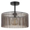 GLOBO Deckenleuchte Leeds schwarz Rauch Metall Kunststoff H/D: ca. 32x35 cm E27 1 Brennstellen – Bild 2
