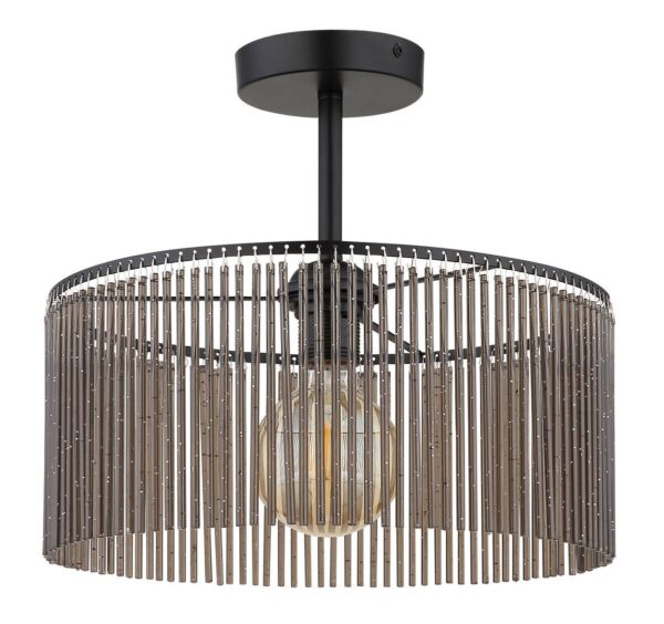 GLOBO Deckenleuchte Leeds schwarz Rauch Metall Kunststoff H/D: ca. 32x35 cm E27 1 Brennstellen – Bild 2