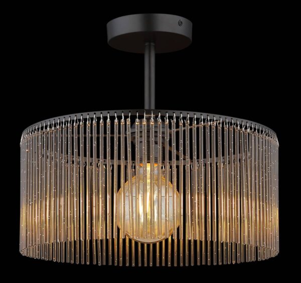 GLOBO Deckenleuchte Leeds schwarz Rauch Metall Kunststoff H/D: ca. 32x35 cm E27 1 Brennstellen – Bild 3