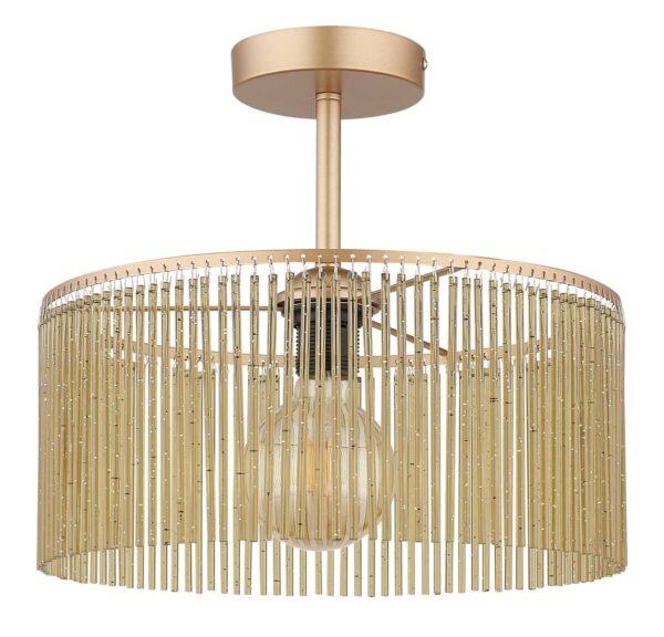 GLOBO Deckenleuchte Leeds amber gold schwarz Metall Kunststoff H/D: ca. 32x35 cm E27 1 Brennstellen – Bild 2