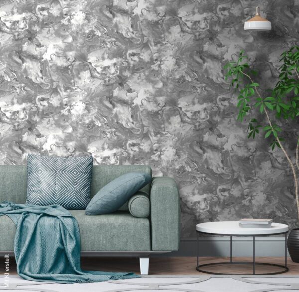 UGEPA Papiertapete Marmoroptik grau silber B/L: ca. 53x1005 cm – Bild 3