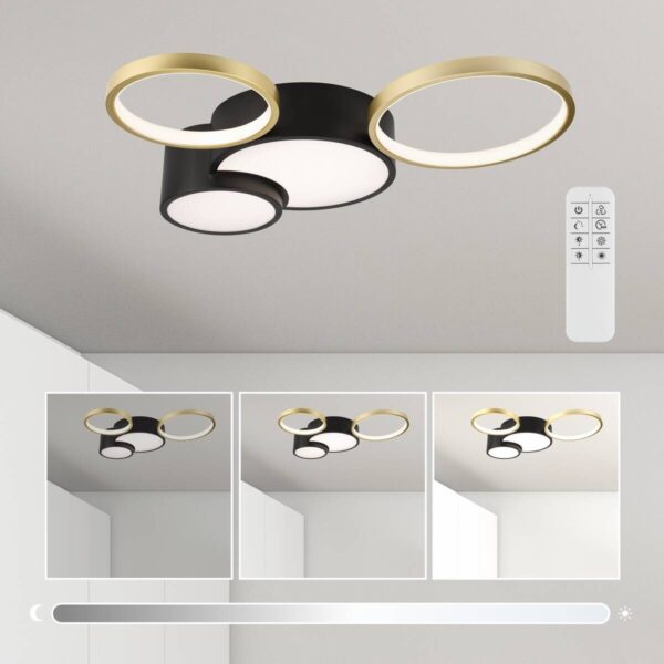 Lamkur LED-Deckenleuchte ALIZEE 50980 schwarz gold PVC Stahl H/L: ca. 9,5x60 cm 3 Brennstellen – Bild 2