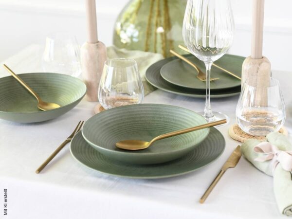 CreaTable Tafelservice Catania Eukalyptus grün Steinzeug 12 tlg. – Bild 3