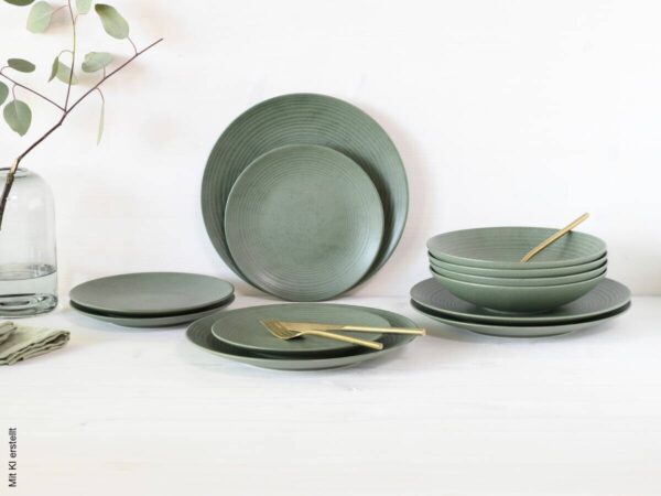CreaTable Tafelservice Catania Eukalyptus grün Steinzeug 12 tlg. – Bild 4
