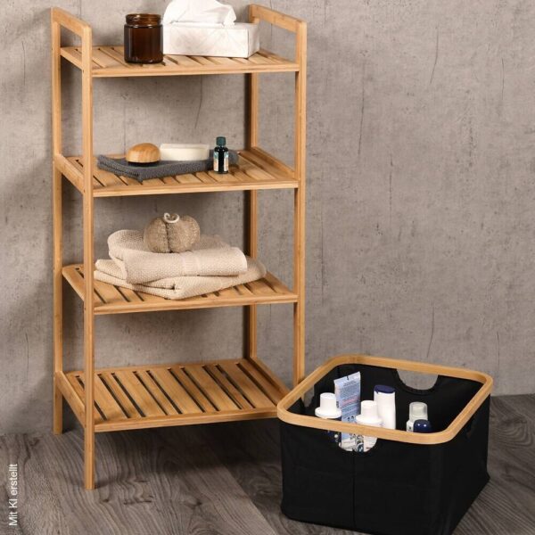 Regal schwarz Polyester B/H/L: ca. 33x93,5x44 cm – Bild 2