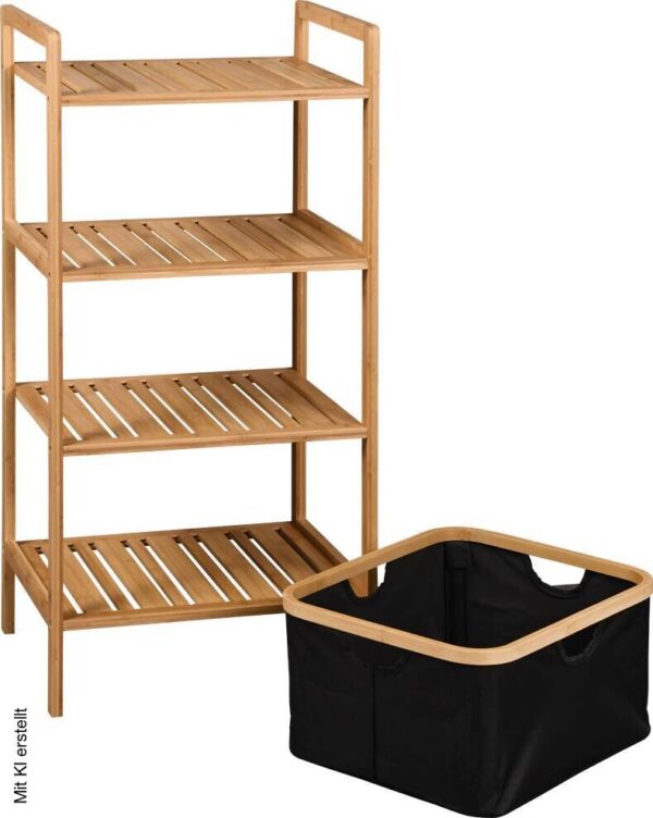 Regal schwarz Polyester B/H/L: ca. 33x93,5x44 cm – Bild 3