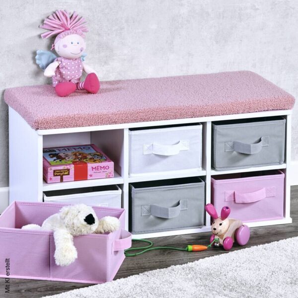 Kesper Kinder-Sitzbank rosa Polyester B/H/L: ca. 29,5x31x68 cm – Bild 3