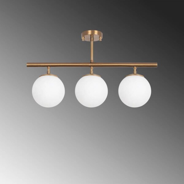 Opviq Deckenleuchte Atmaca bronze Glas Metall B/H/T/L/D: ca. 15x37x15x60x15 cm E14 3 Brennstellen – Bild 4
