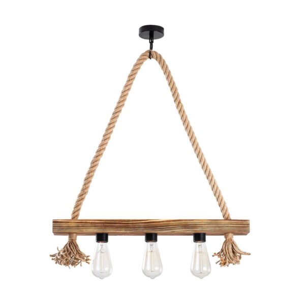 Opviq Deckenleuchte Erebos natur Holz B/H/T/L: ca. 9x60x9x60 cm E27 3 Brennstellen – Bild 3