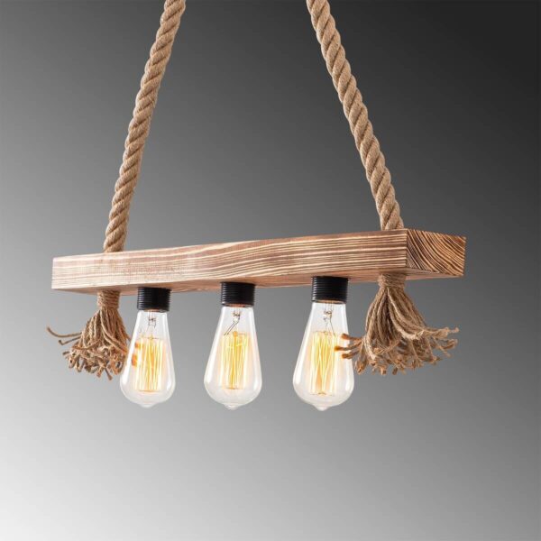 Opviq Deckenleuchte Erebos natur Holz B/H/T/L: ca. 9x60x9x60 cm E27 3 Brennstellen – Bild 5