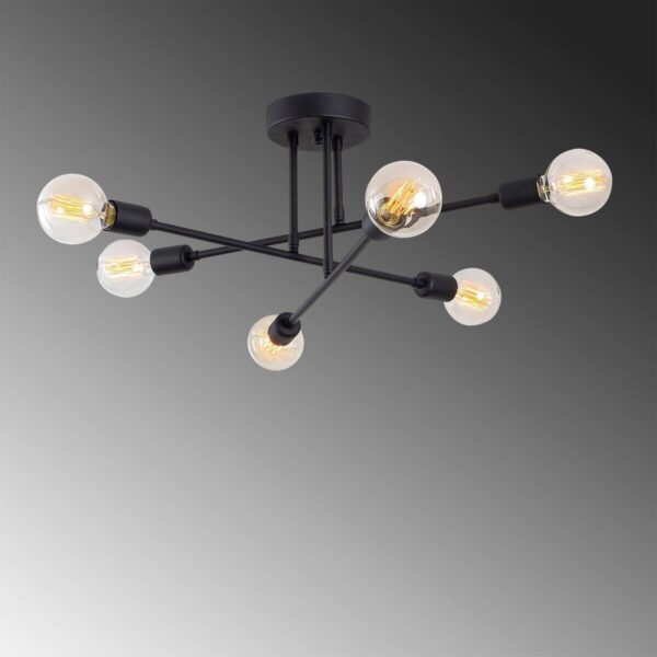 Opviq Deckenleuchte Flower schwarz Eisen B/H/T/L/D: ca. 64x30x64x64x64 cm E27 6 Brennstellen – Bild 4