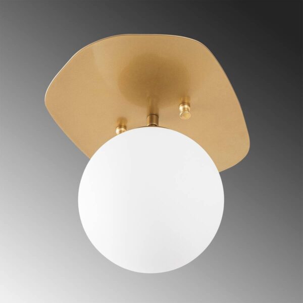 Opviq Deckenleuchte Well gold Glas Metall B/H/T/L/D: ca. 25x25x25x20x25 cm E14 1 Brennstellen – Bild 4