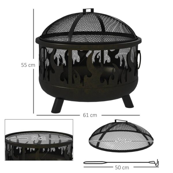Outsunny Feuerschale schwarz Metall B/H/L: ca. 61x55x61 cm – Bild 3