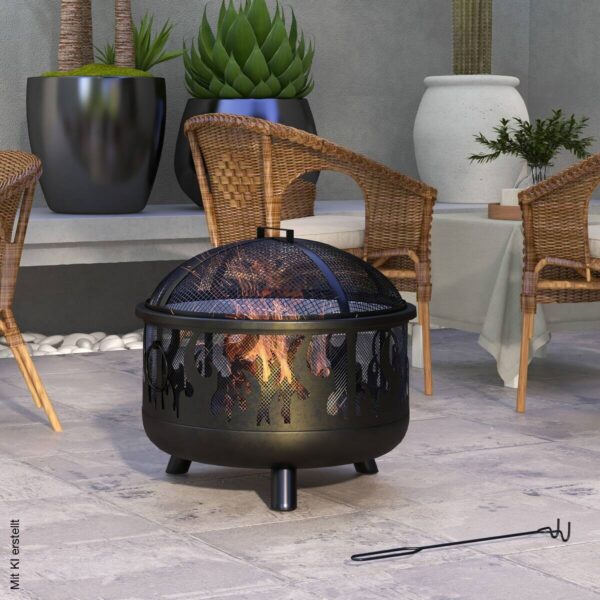 Outsunny Feuerschale schwarz Metall B/H/L: ca. 61x55x61 cm – Bild 4
