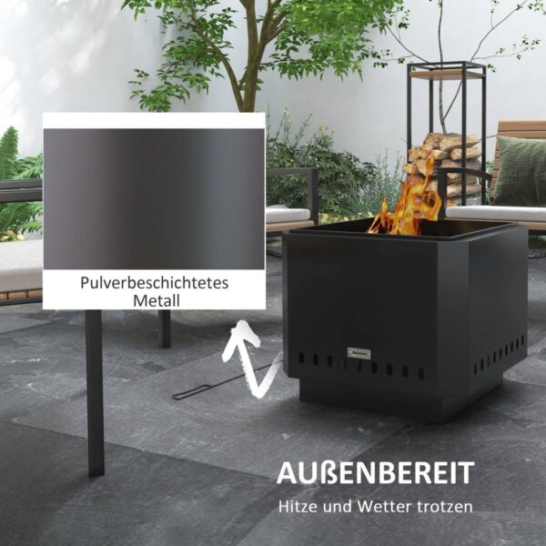 Outsunny Feuerschale schwarz Metall B/H/L: ca. 48x41x48 cm Outsunny Feuerschale schwarz Metall B/H/L: ca. 48x41x48 cm – Bild 4