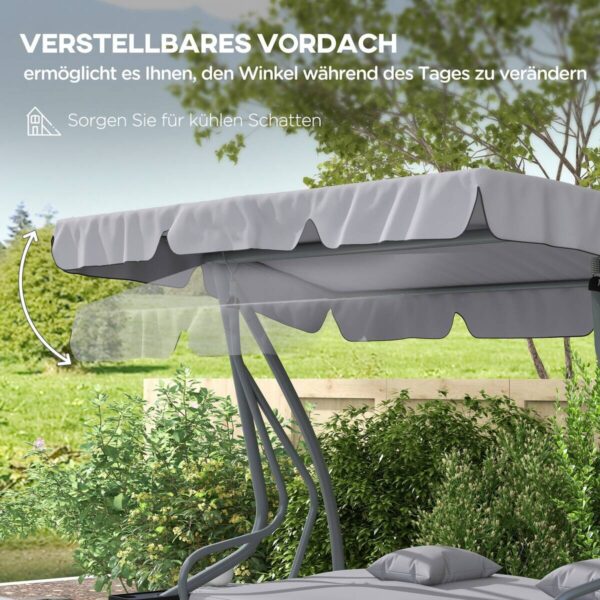 Outsunny Hollywoodschaukel hellgrau Polyester-Mischgewebe B/H/L: ca. 120x164x200 cm – Bild 5