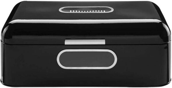 ECHTWERK Brotkasten Retro schwarz Metall B/H/L: ca. 23,8x17x42,5 cm – Bild 3