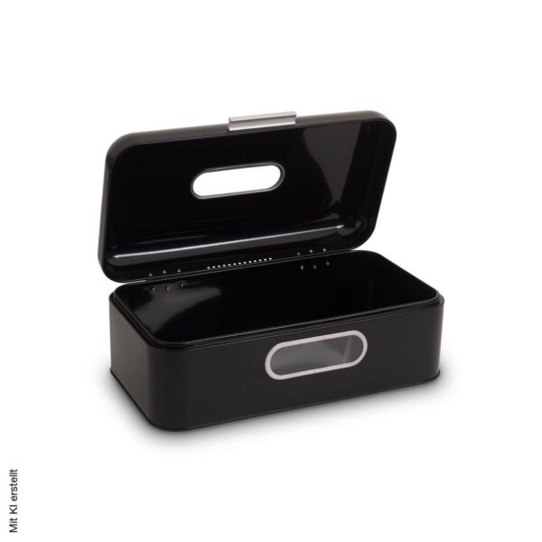ECHTWERK Brotkasten Retro schwarz Metall B/H/L: ca. 23,8x17x42,5 cm – Bild 4