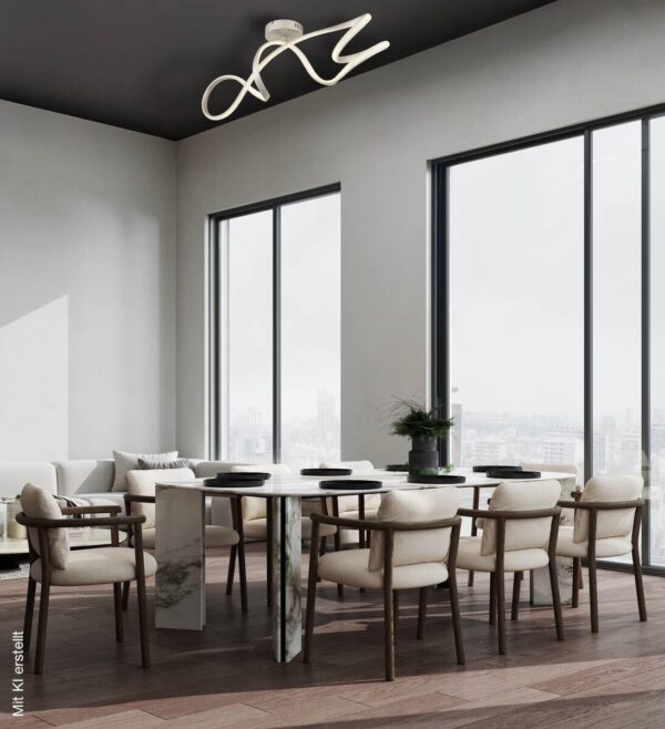 GLOBO LED-Deckenleuchte SWIRL 67341DN nickel Kunststoff Metall B/H/L: ca. 28x33x90,8 cm 1 Brennstellen – Bild 2