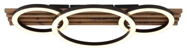 GLOBO Deckenleuchte Opal mattschwarz Metall MDF B/H/D: ca. 62x9,5x30 cm 1 Brennstellen – Bild 3