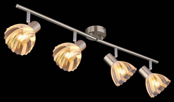 GLOBO Strahler nickel matt klar Satiniert Glas Metall B/H: ca. 70x19 cm E14 4 Brennstellen – Bild 2