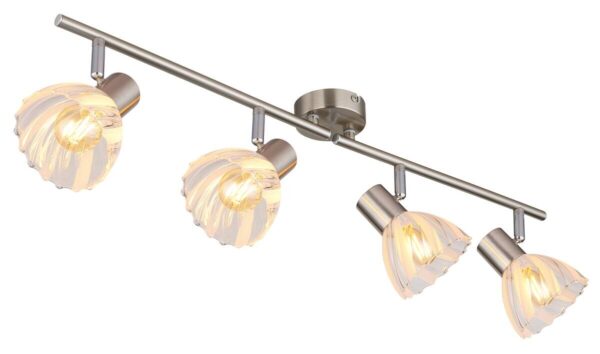 GLOBO Strahler nickel matt klar Satiniert Glas Metall B/H: ca. 70x19 cm E14 4 Brennstellen – Bild 3