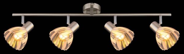 GLOBO Strahler nickel matt klar Satiniert Glas Metall B/H: ca. 70x19 cm E14 4 Brennstellen – Bild 4