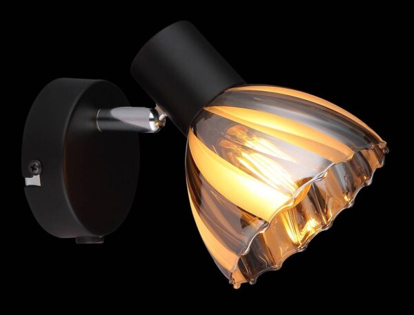 GLOBO Strahler mattschwarz Satiniert Rauch Metall Glas H: ca. 12,5 cm E14 1 Brennstellen – Bild 2